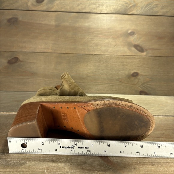 frye dancia womens size 8 shoes brown suede peep toe heel ankle booties boots - Picture 10 of 10